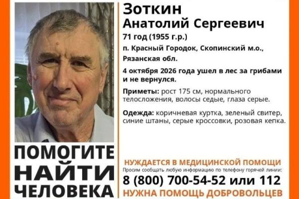 В Рязанской области пропал 71-летний мужчина
